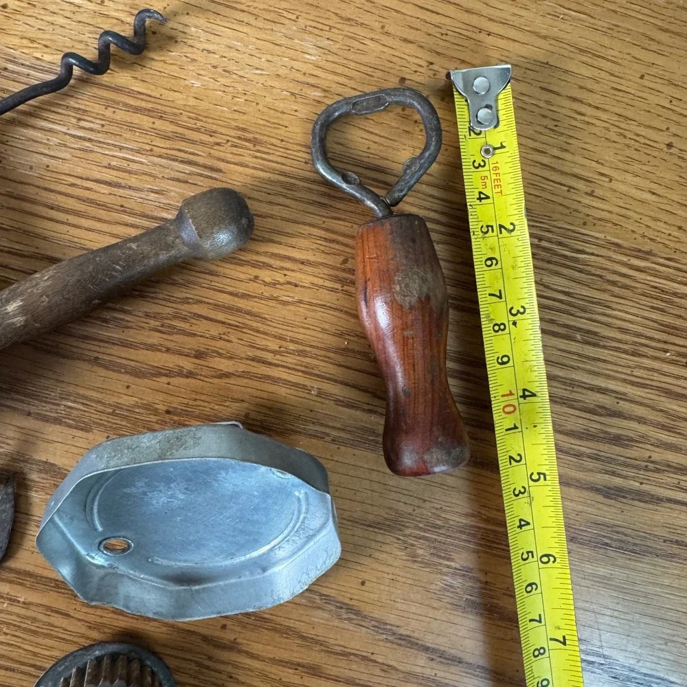 Vintage Rustic Kitchen Utensil Lot Wood Meat Tenderizer Spoon Bottle Opener 10pc